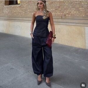 ZARA DENIM BALLOON PANTS ZW COLLECTION SMALL